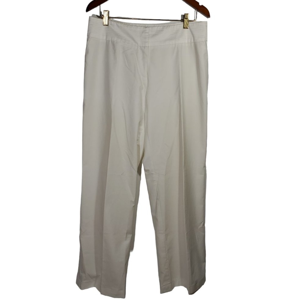Cache Dress Pants Womens 10 White Flat-Front Suit Formal Office Hi-Rise Hi-Waist